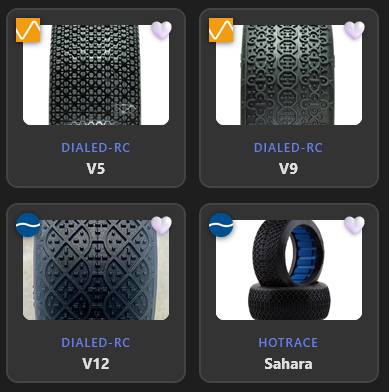 Tread character badges on tire cards